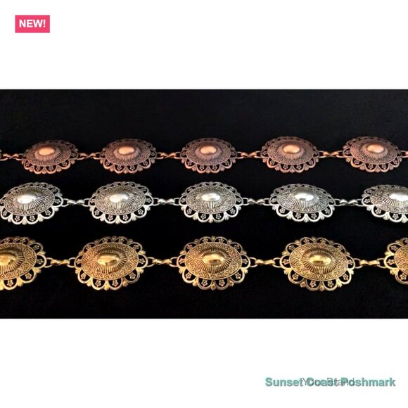 Western Metal Concho Chain Belt for Women Cowgirl Outfit